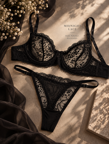 Black Broderie Set